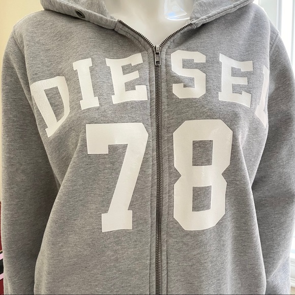 SOLD❤️ DIESEL Mens Size L Grey Hoodie Jacket - Picture 4 of 10